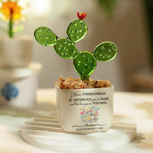 New Chapter Custom Going Away Gift for Coworker - Personalized Glass Flower Pot Retirement