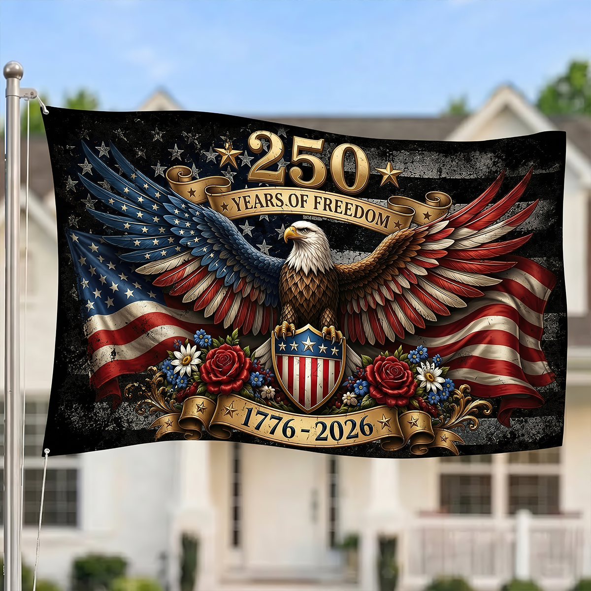 Flowers 250 Years Of America - House Flag United States