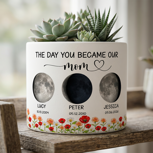 The Day You Became Our Mom Personalized Plant Pot
