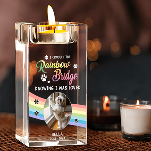 When You Miss Me Dog Loss - Personalized Crystal Candle Holder - Pet Memorial