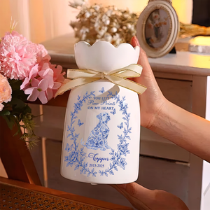 You Left Paw Prints Personalized Ribbon Tie Flower Vase
