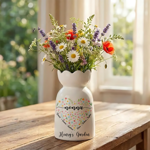 Flowers Grandma Personalized Ribbon Tie Flower Vase