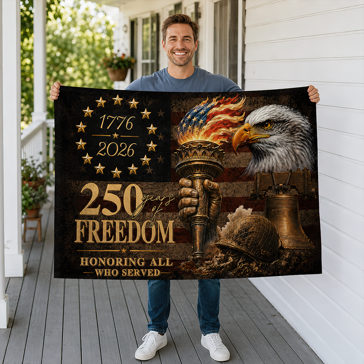 250 Years of Freedom United States House Flag Patriotic