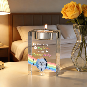 When You Miss Me Dog Loss - Personalized Crystal Candle Holder - Pet Memorial