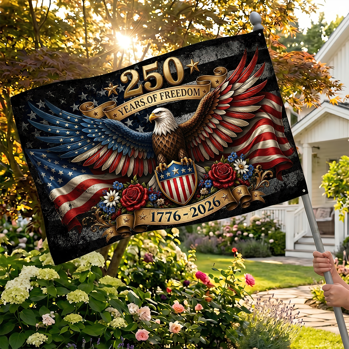 Flowers 250 Years Of America - House Flag United States