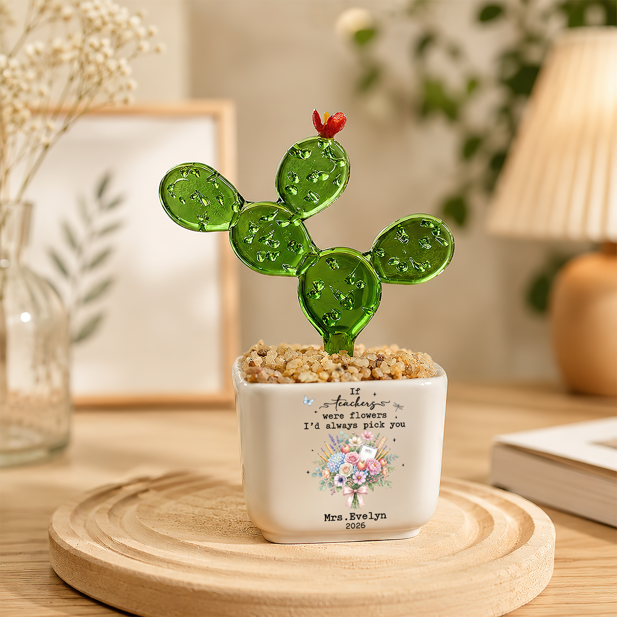 Thank You for Helping Me Grow, Teacher Appreciation - Personalized Glass Flower Pot