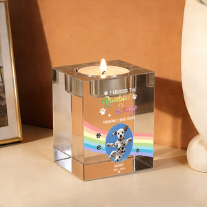 When You Miss Me Dog Loss - Personalized Crystal Candle Holder - Pet Memorial