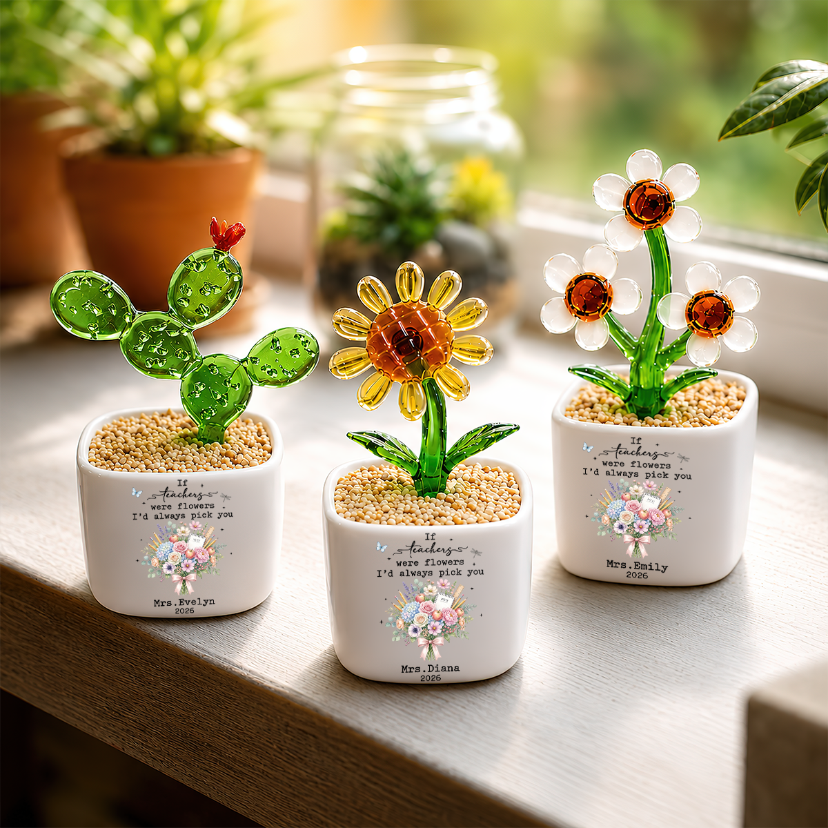 New Chapter Custom Going Away Gift for Coworker - Personalized Glass Flower Pot Retirement