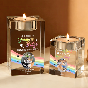 When You Miss Me Dog Loss - Personalized Crystal Candle Holder - Pet Memorial