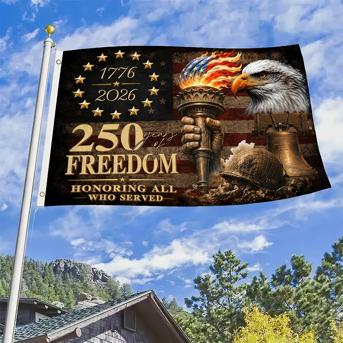 250 Years of Freedom United States House Flag Patriotic