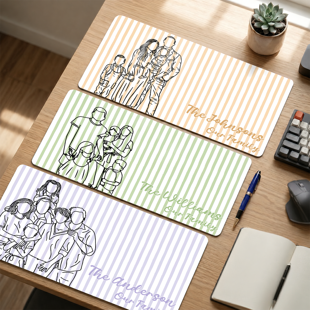 Portrait Photo Line - Personalized Leather Desk Mat