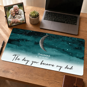 Starry Night Custom Birth Moon Phase - Personalized Leather Desk Mat