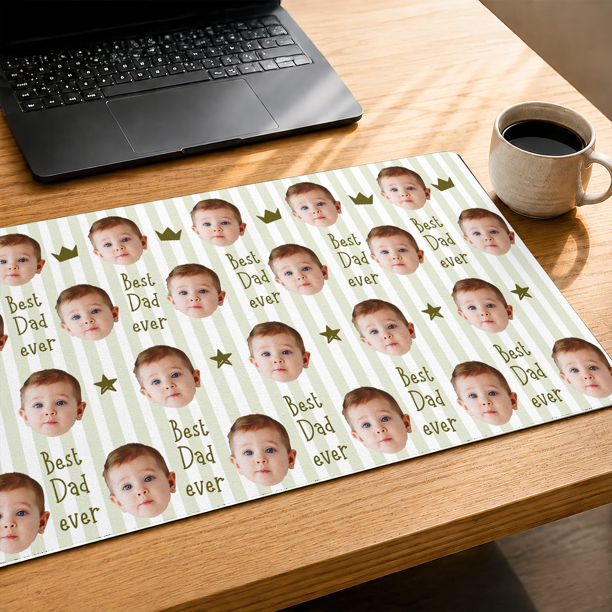 Custom Photo Stripe Theme - Personalized Leather Desk Mat