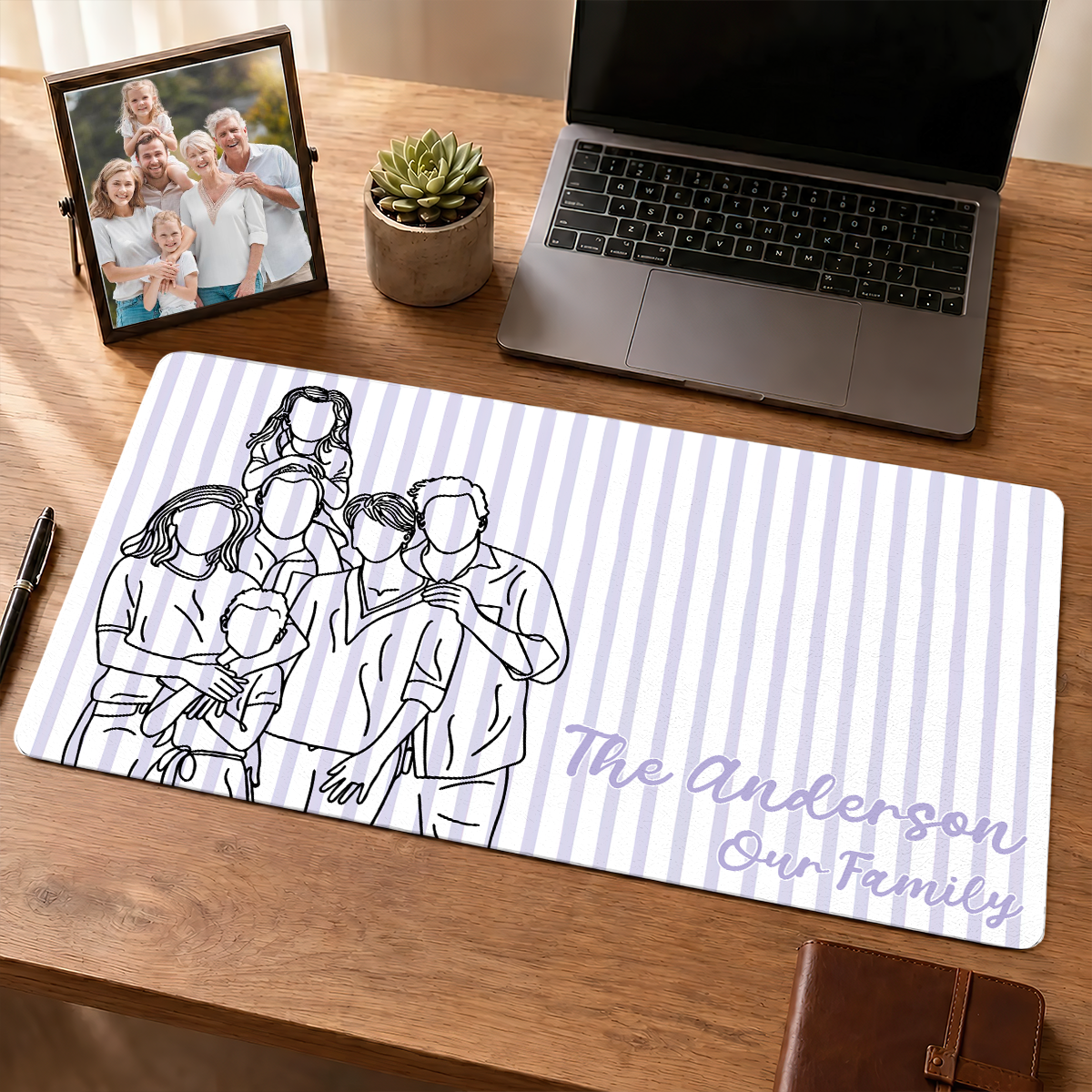 Portrait Photo Line - Personalized Leather Desk Mat