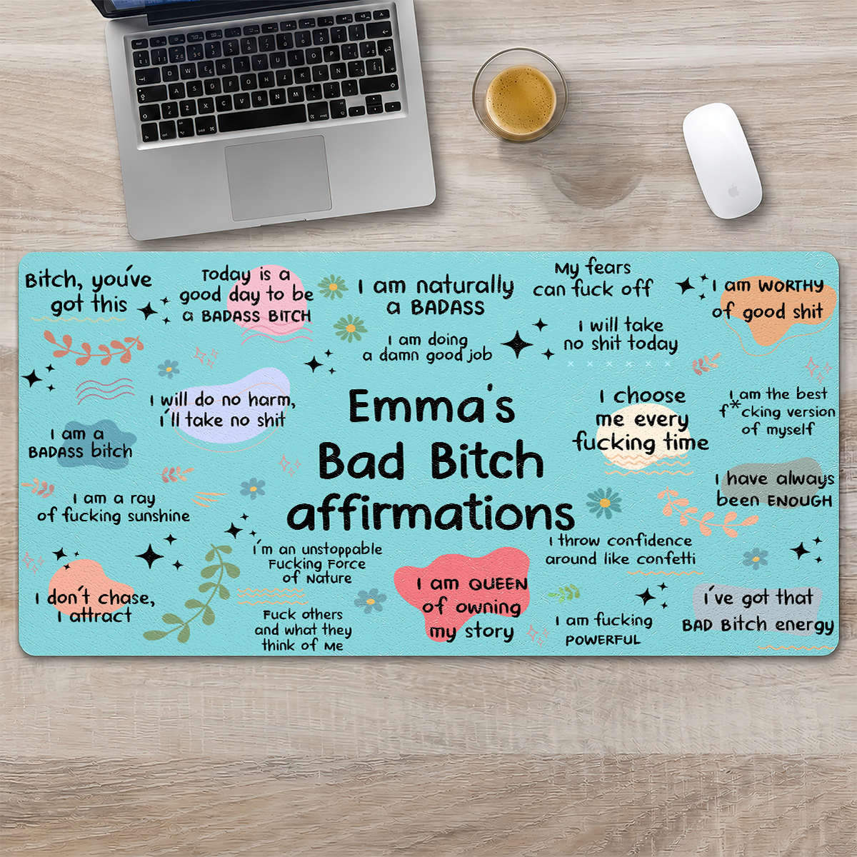Girl's Daily Affirmations - Personalized Leather Desk Mat