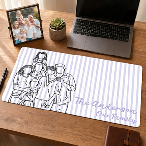 Portrait Photo Line - Personalized Leather Desk Mat