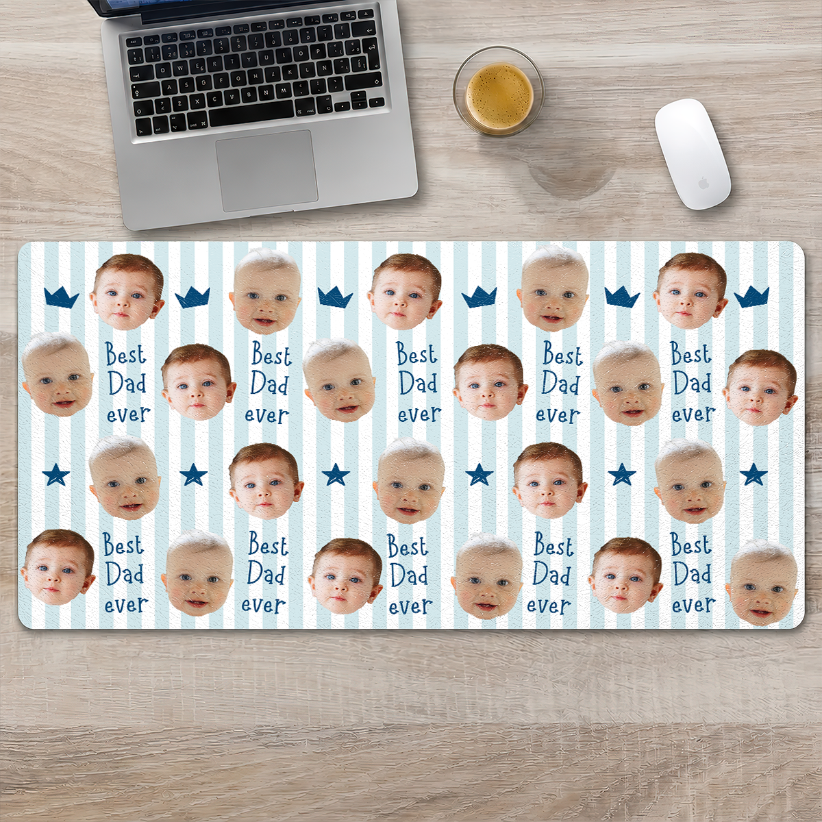 Custom Photo Stripe Theme - Personalized Leather Desk Mat