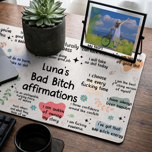 Girl's Daily Affirmations - Personalized Leather Desk Mat
