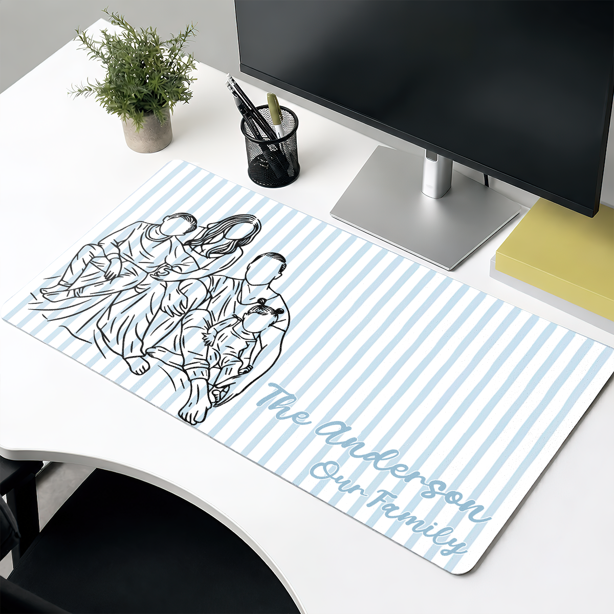 Portrait Photo Line - Personalized Leather Desk Mat