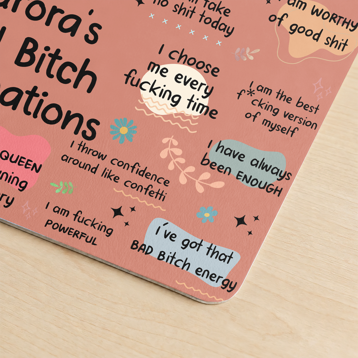 Girl's Daily Affirmations - Personalized Leather Desk Mat