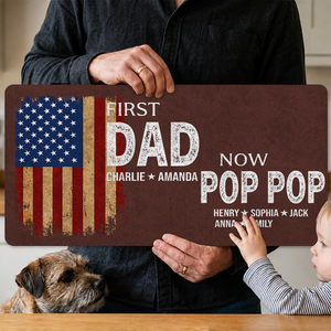 First Dad Now Pop Pop - Personalized Leather Desk Mat