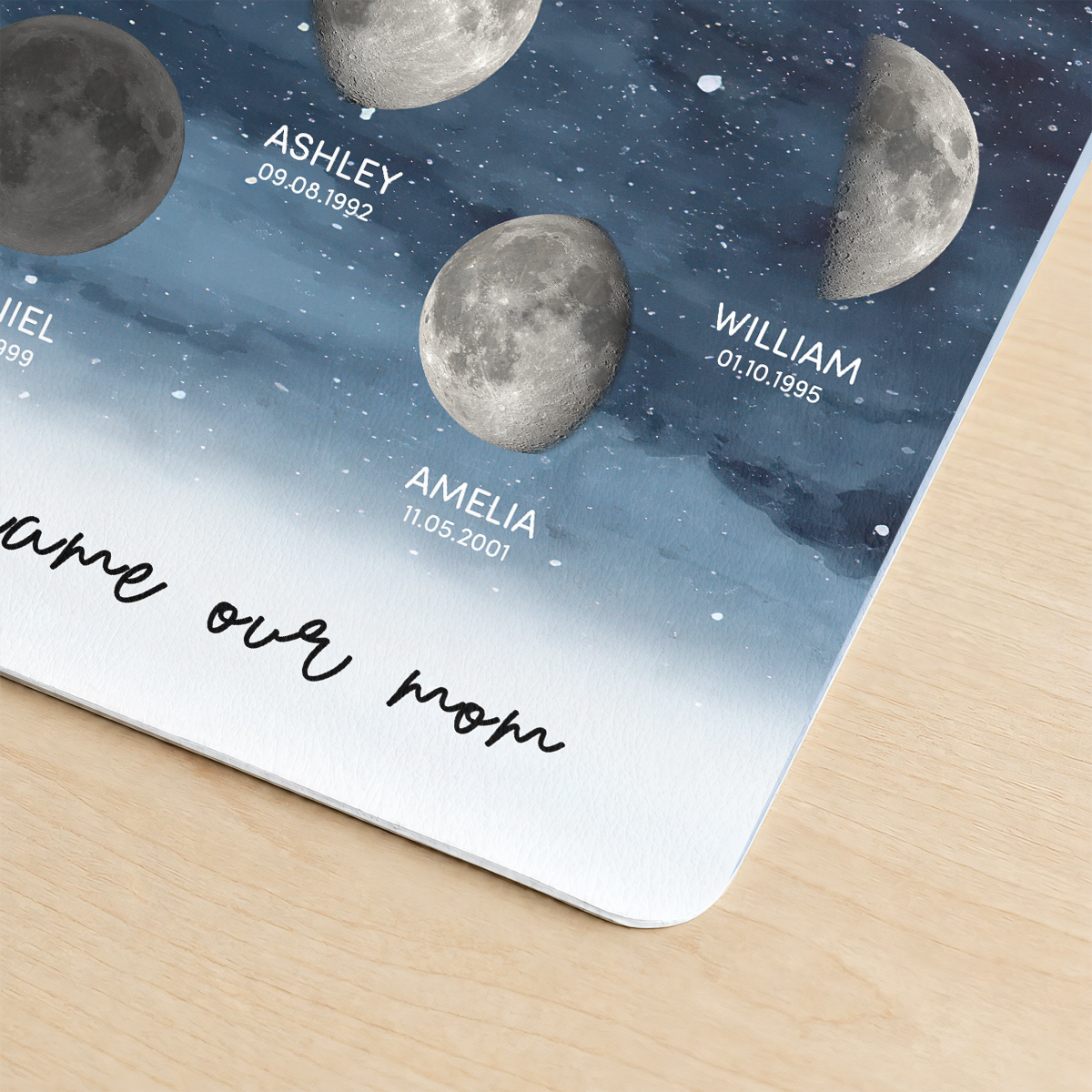 Starry Night Custom Birth Moon Phase - Personalized Leather Desk Mat