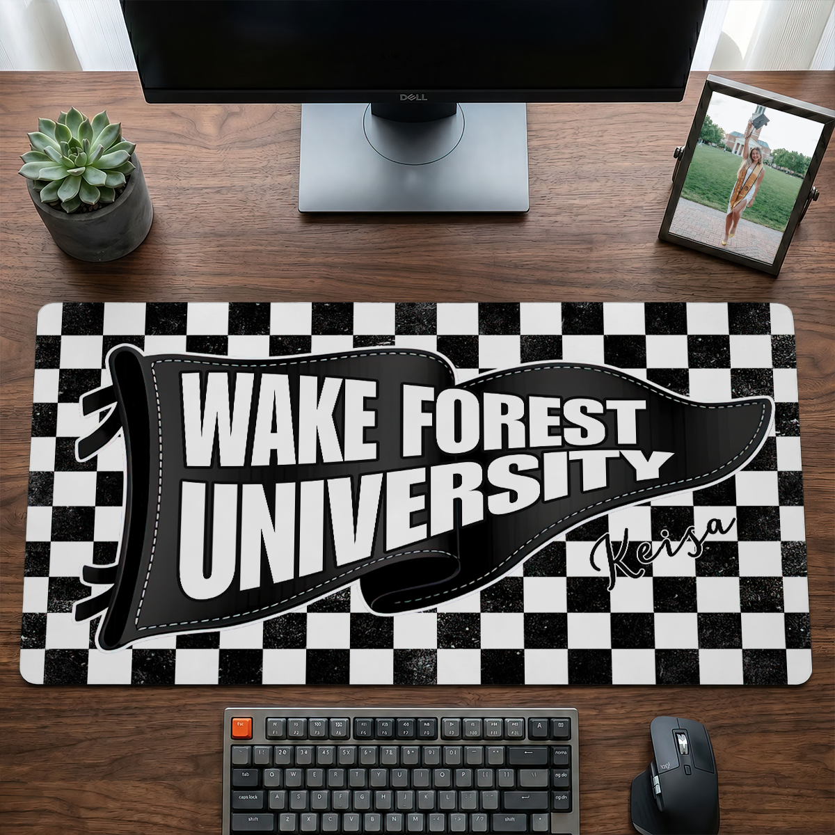 School Pennant Flag Summer Graduation - Personalized Leather Desk Mat