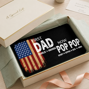 First Dad Now Pop Pop - Personalized Leather Desk Mat
