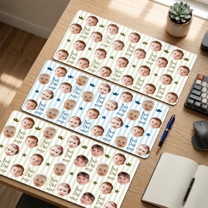 Custom Photo Stripe Theme - Personalized Leather Desk Mat