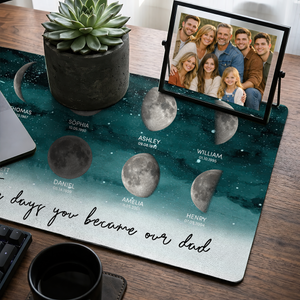 Starry Night Custom Birth Moon Phase - Personalized Leather Desk Mat