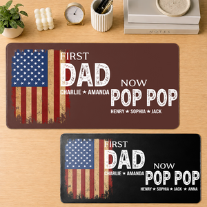 First Dad Now Pop Pop - Personalized Leather Desk Mat