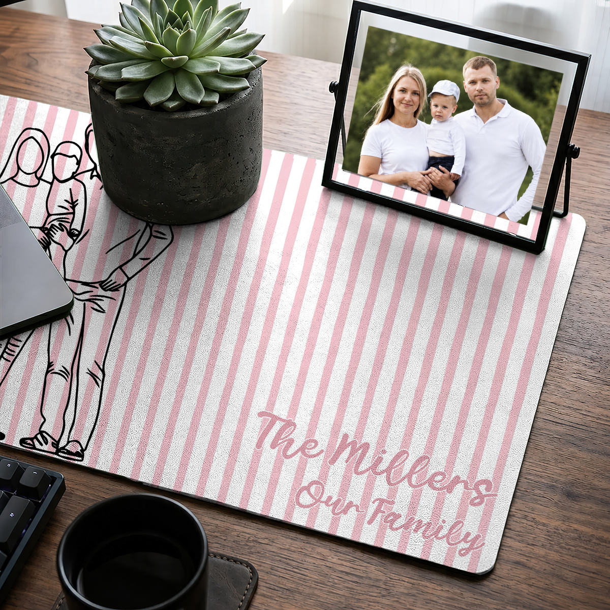 Portrait Photo Line - Personalized Leather Desk Mat