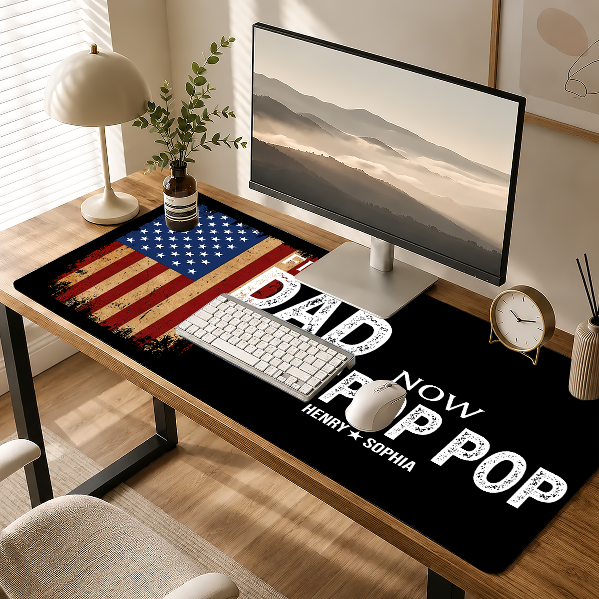First Dad Now Pop Pop - Personalized Leather Desk Mat