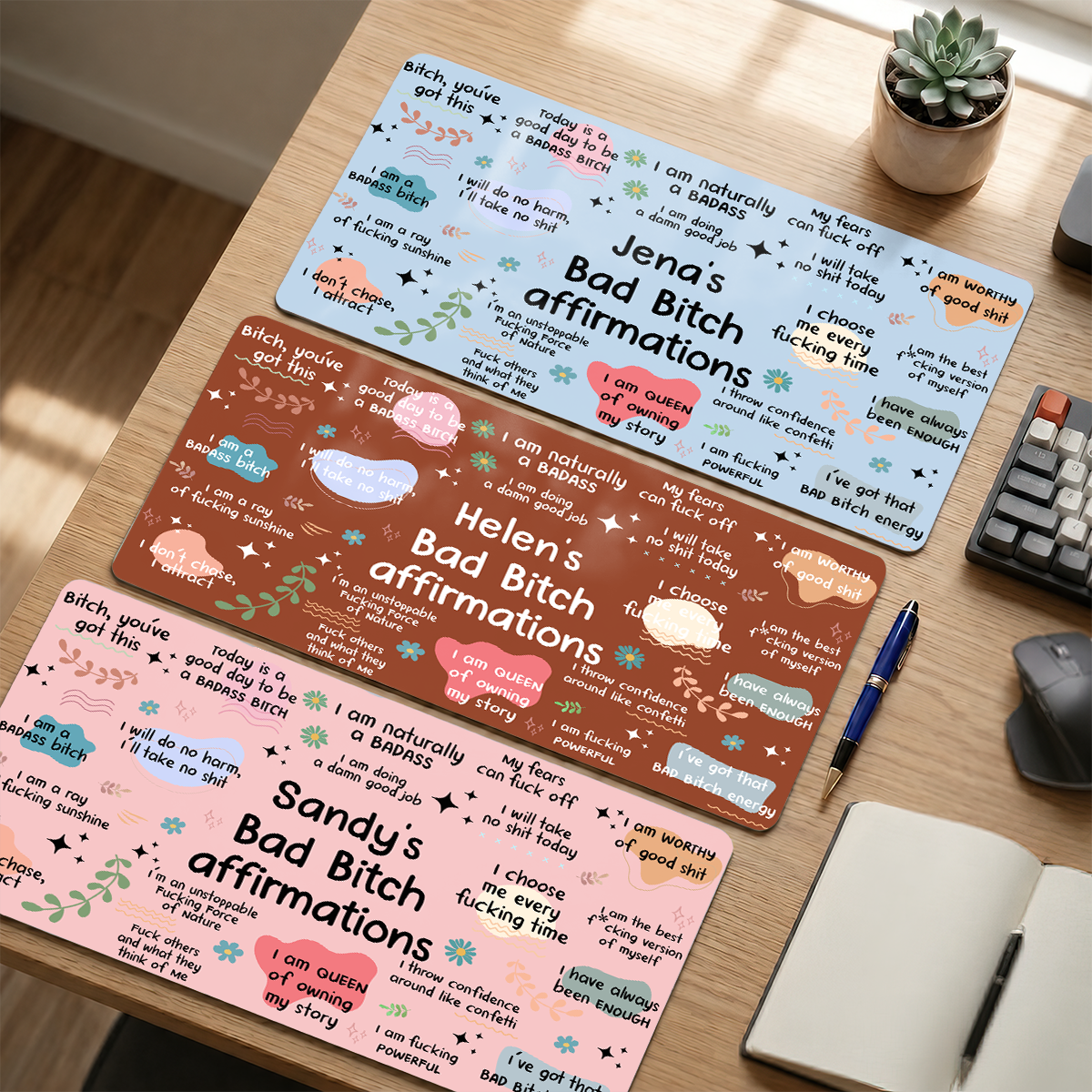 Girl's Daily Affirmations - Personalized Leather Desk Mat