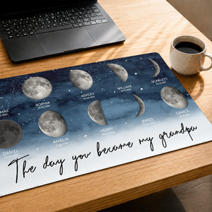 Starry Night Custom Birth Moon Phase - Personalized Leather Desk Mat