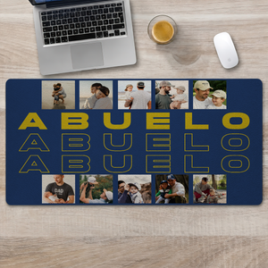 Custom Photo B&W - Gift For Father We Love You - Personalized Leather Desk Mat