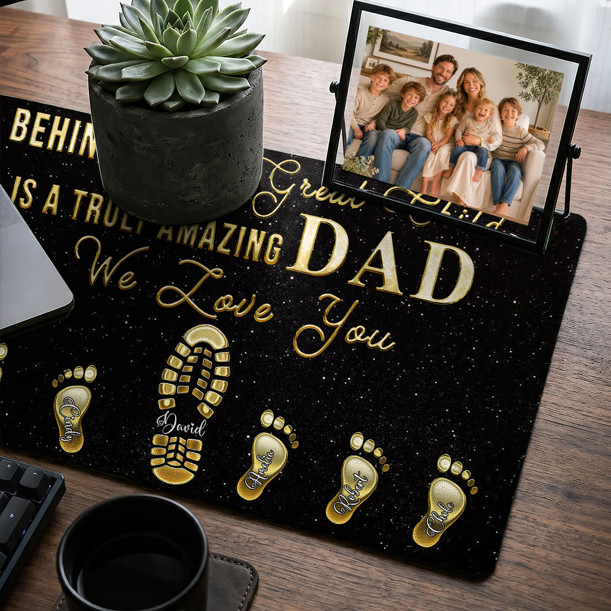 To My Dad - Gift For Father - Personalized Leather Desk Mat