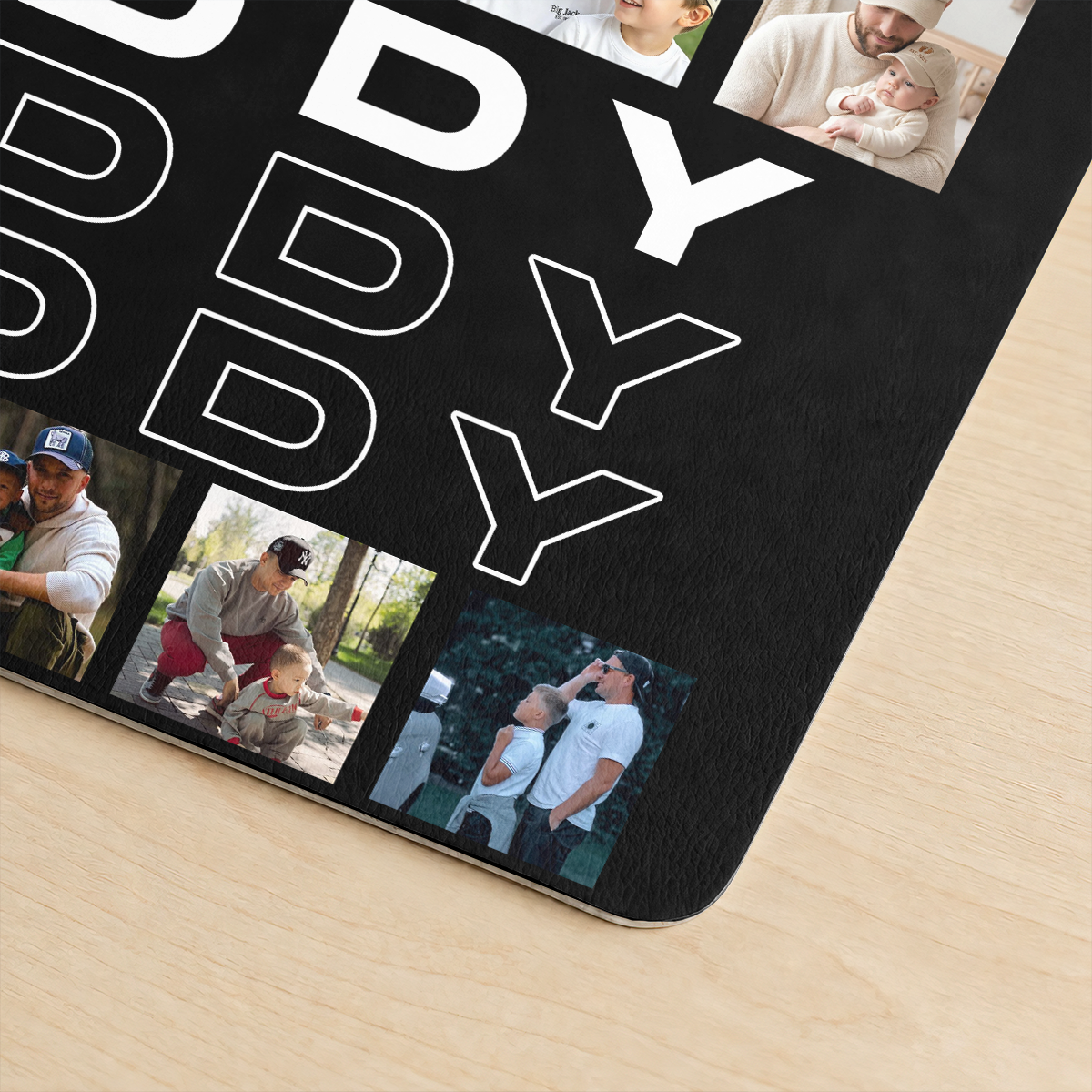 Custom Photo B&W - Gift For Father We Love You - Personalized Leather Desk Mat