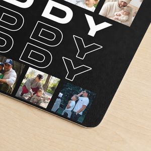 Custom Photo B&W - Gift For Father We Love You - Personalized Leather Desk Mat