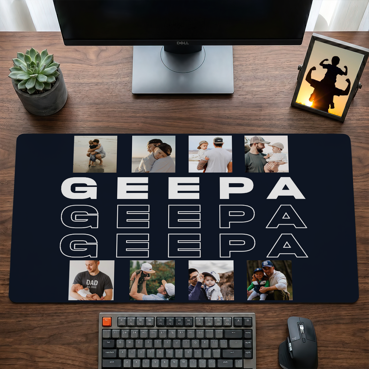 Custom Photo B&W - Gift For Father We Love You - Personalized Leather Desk Mat