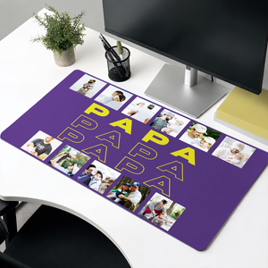 Custom Photo B&W - Gift For Father We Love You - Personalized Leather Desk Mat