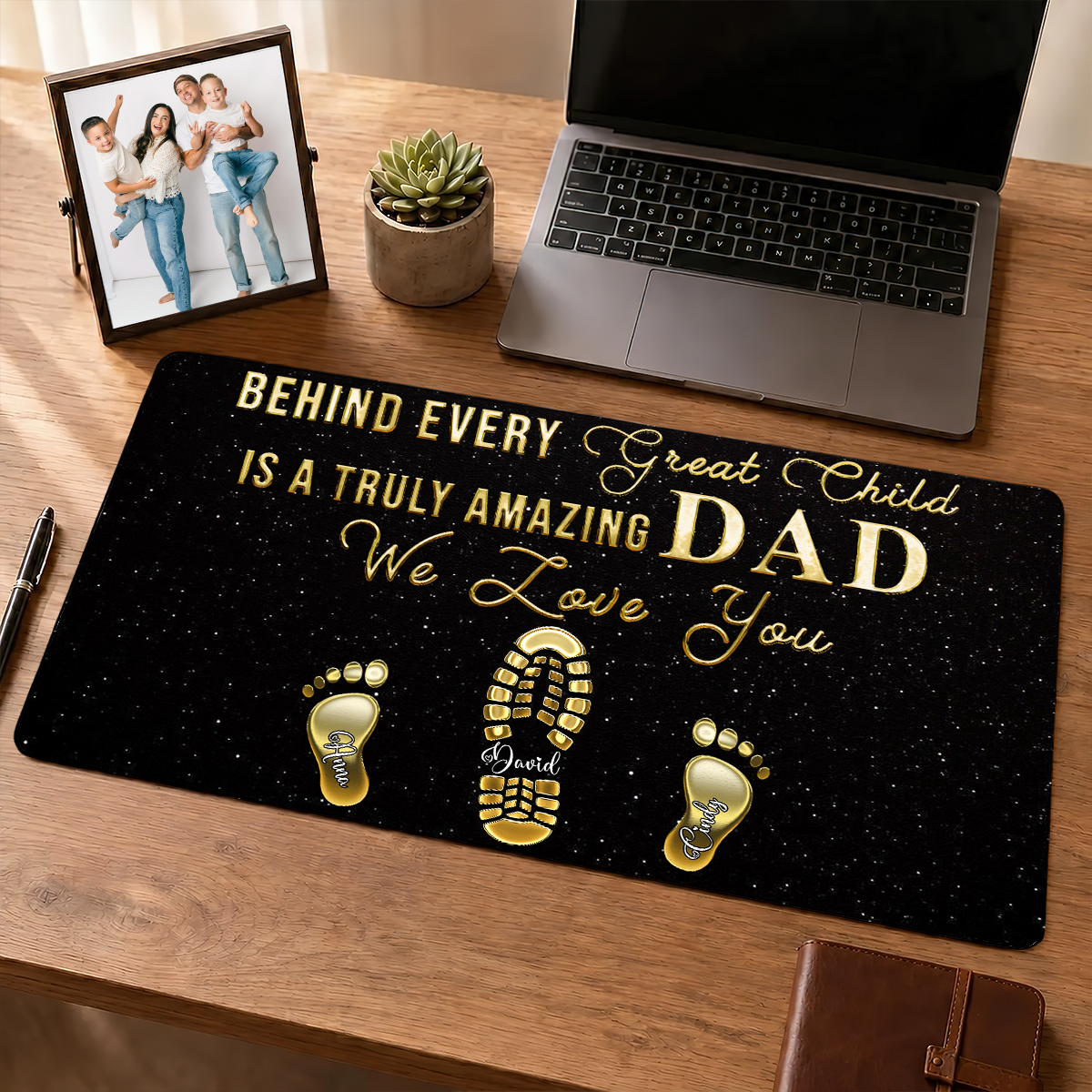 To My Dad - Gift For Father - Personalized Leather Desk Mat