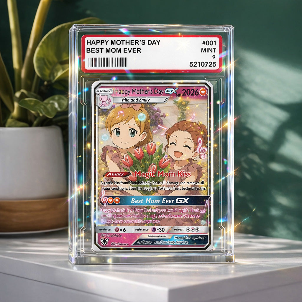mothers day pokemon card PKM Mother's Day Card Acrylic Plaque | Custom Photo Art Card | Best Mom Card Acrylic Plaque | Personalized PKM Gift for Mum | Gift From Kids | New Mom Gift