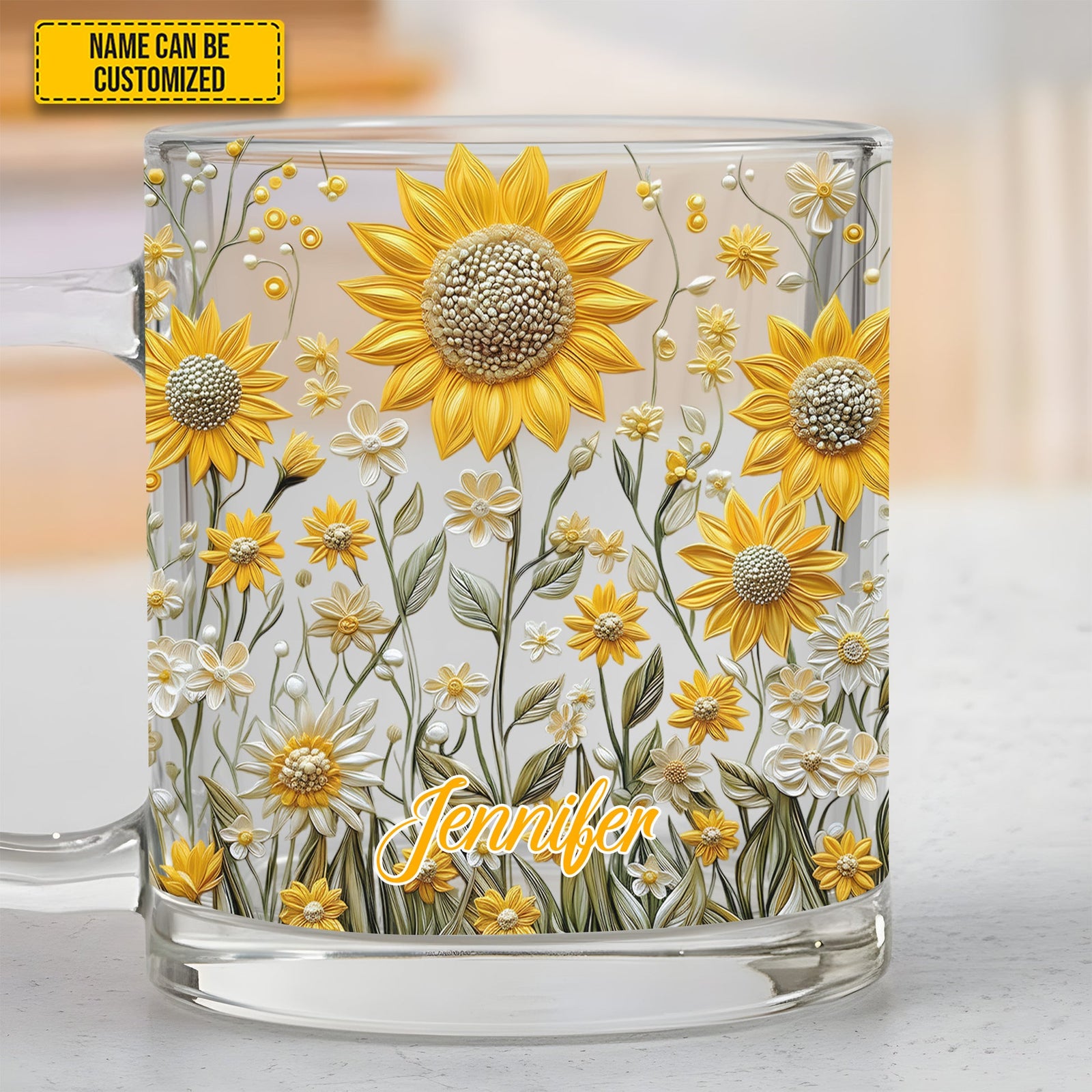 Beautiful Sunflower - Personalized Sunflower Glass Mug