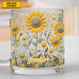 Beautiful Sunflower - Personalized Sunflower Glass Mug