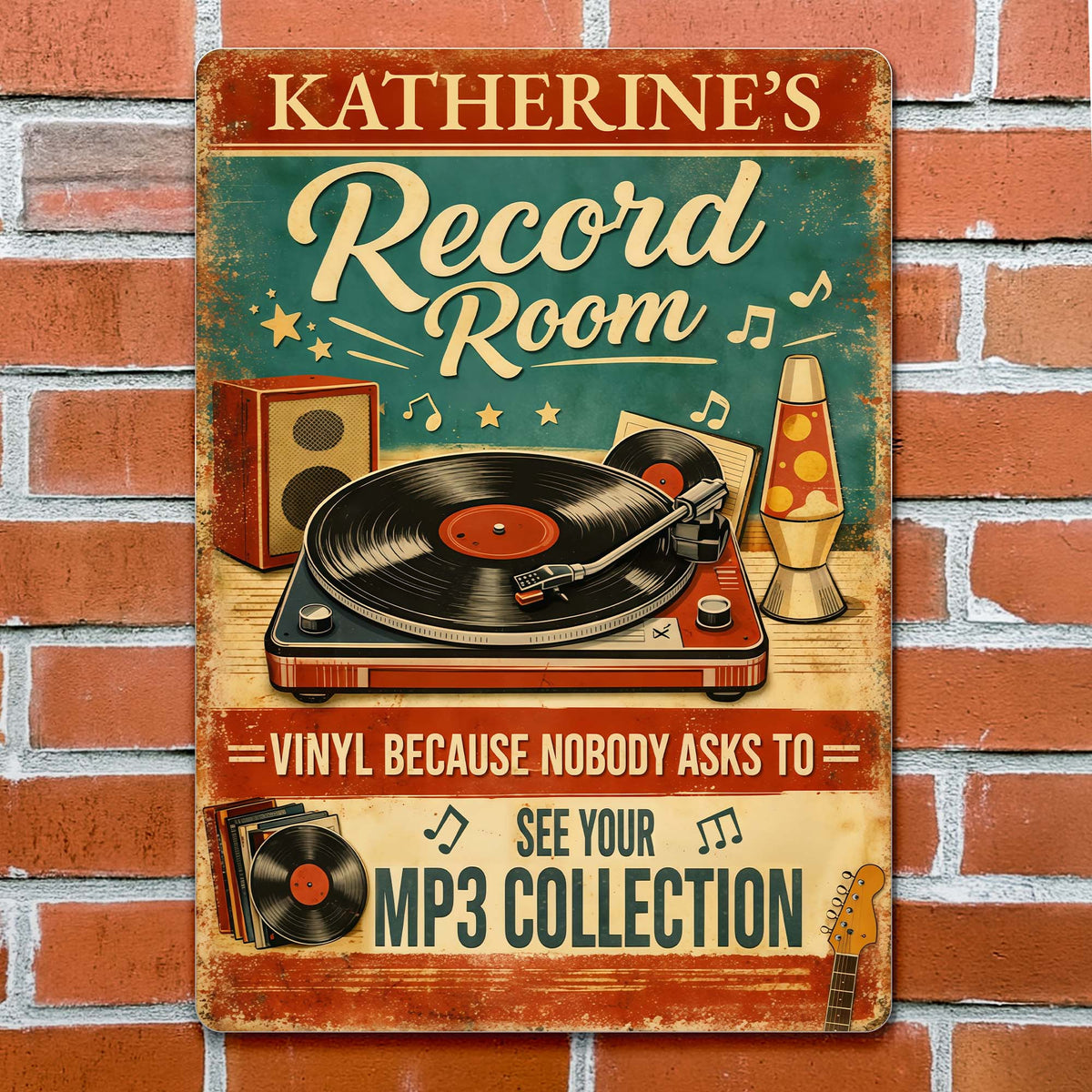 Record Room Vinyl Collection Personalized Metal Sign, Gift For Music Lovers
