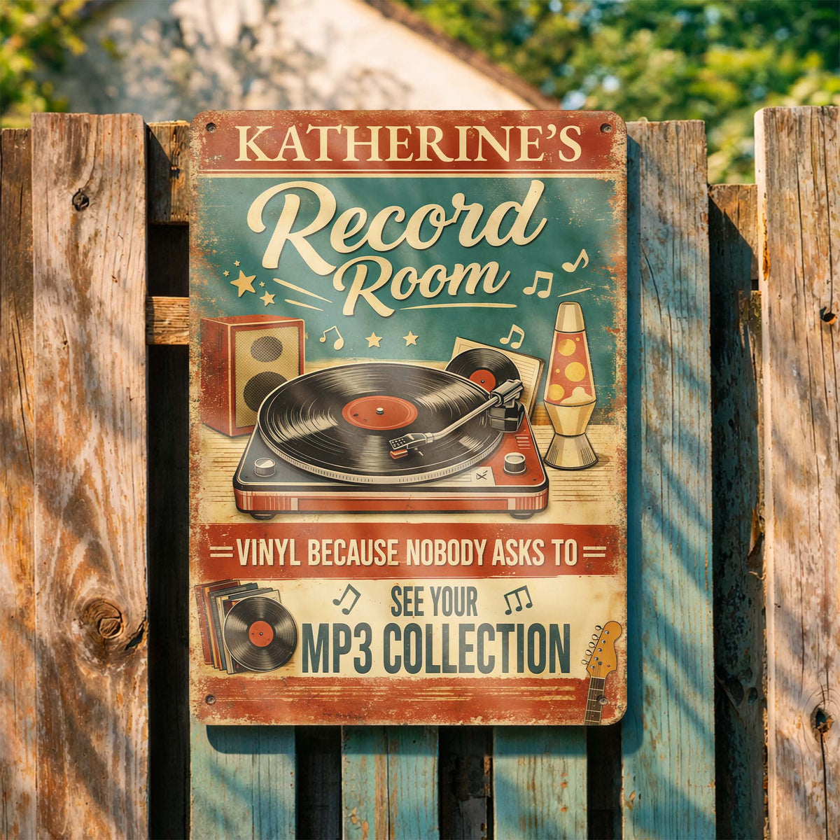 Record Room Vinyl Collection Personalized Metal Sign, Gift For Music Lovers