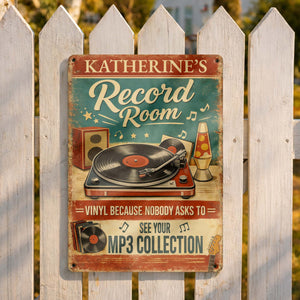 Record Room Vinyl Collection Personalized Metal Sign, Gift For Music Lovers
