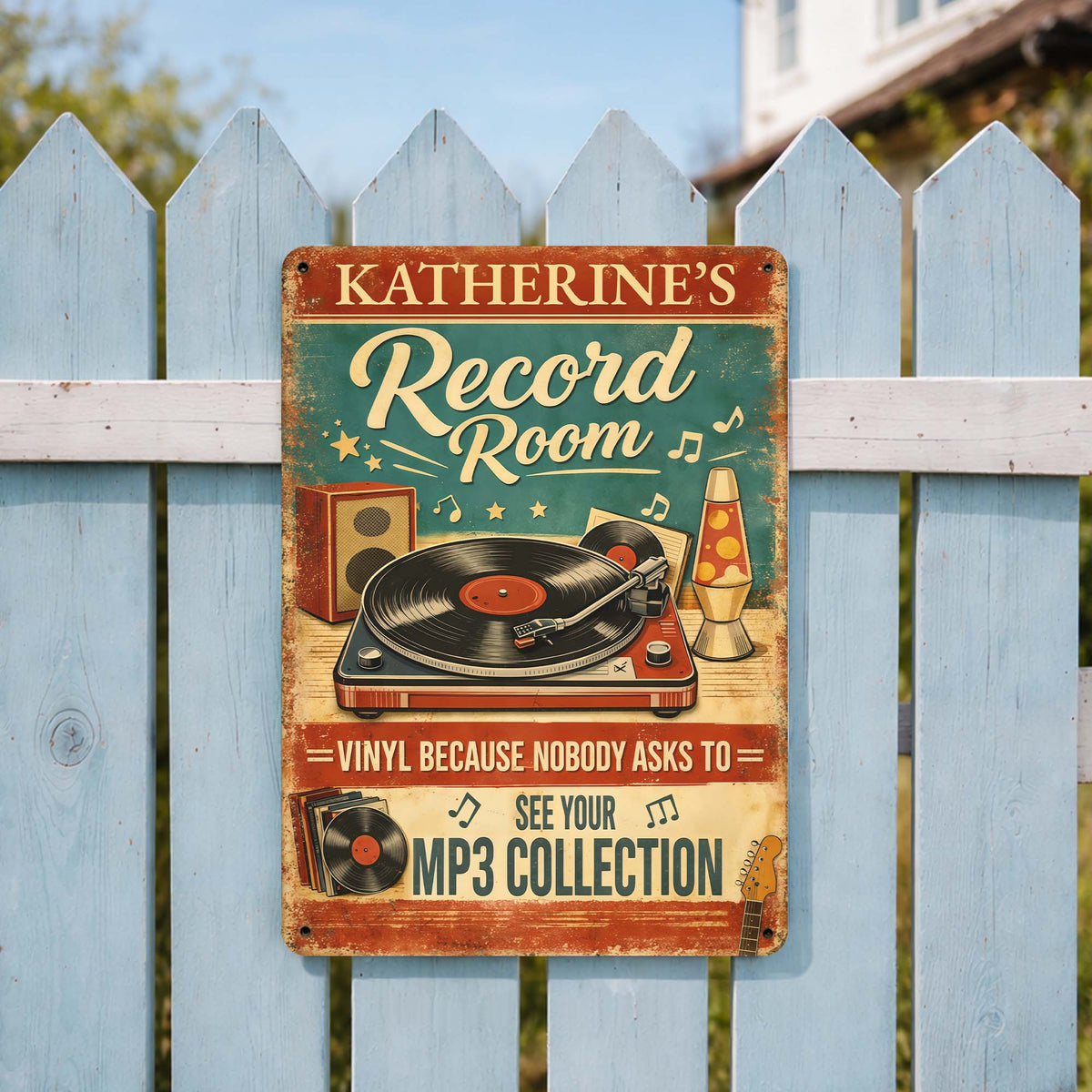 Record Room Vinyl Collection Personalized Metal Sign, Gift For Music Lovers