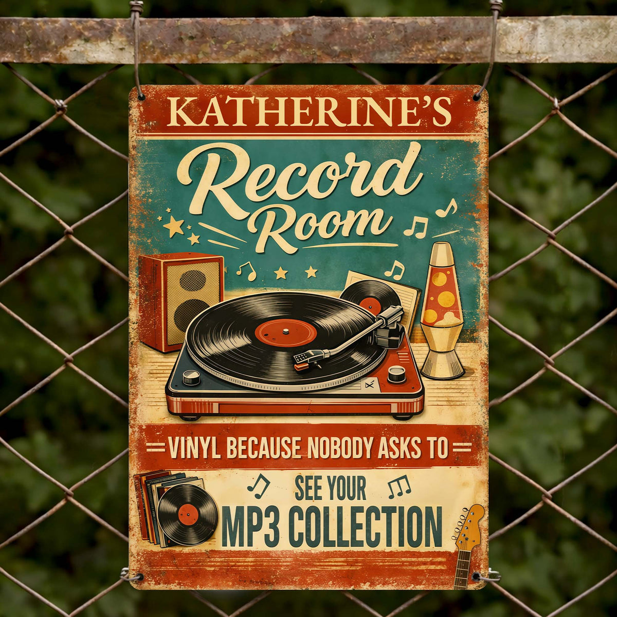 Record Room Vinyl Collection Personalized Metal Sign, Gift For Music Lovers